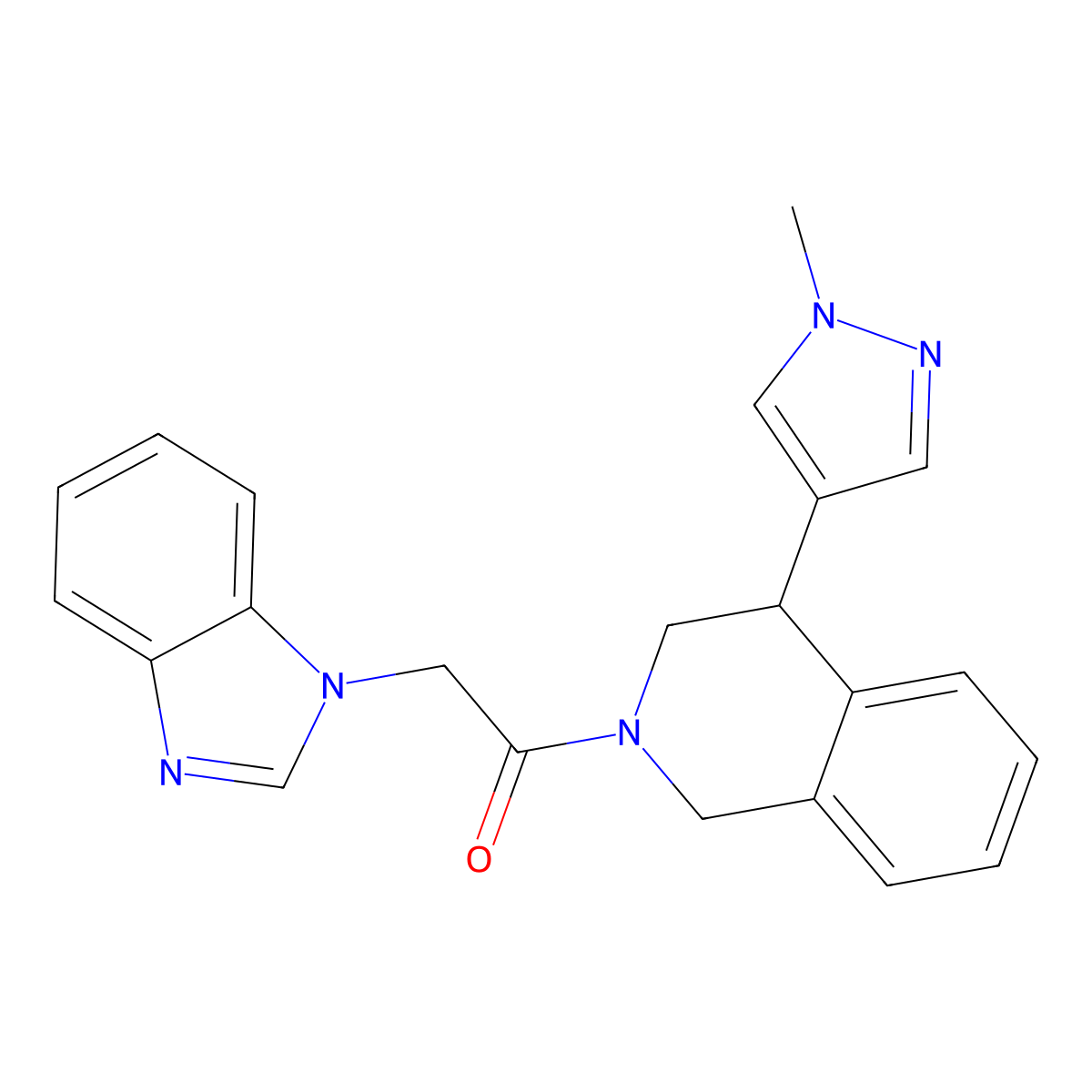 2-(1H-benzo[d]imidazol-1-yl)-1-(4-(1-methyl-1H-pyrazol-4-yl)-3,4-dihydroisoquinolin-2(1H)-yl)ethanone molecular structure, CAS 2034297-55-5