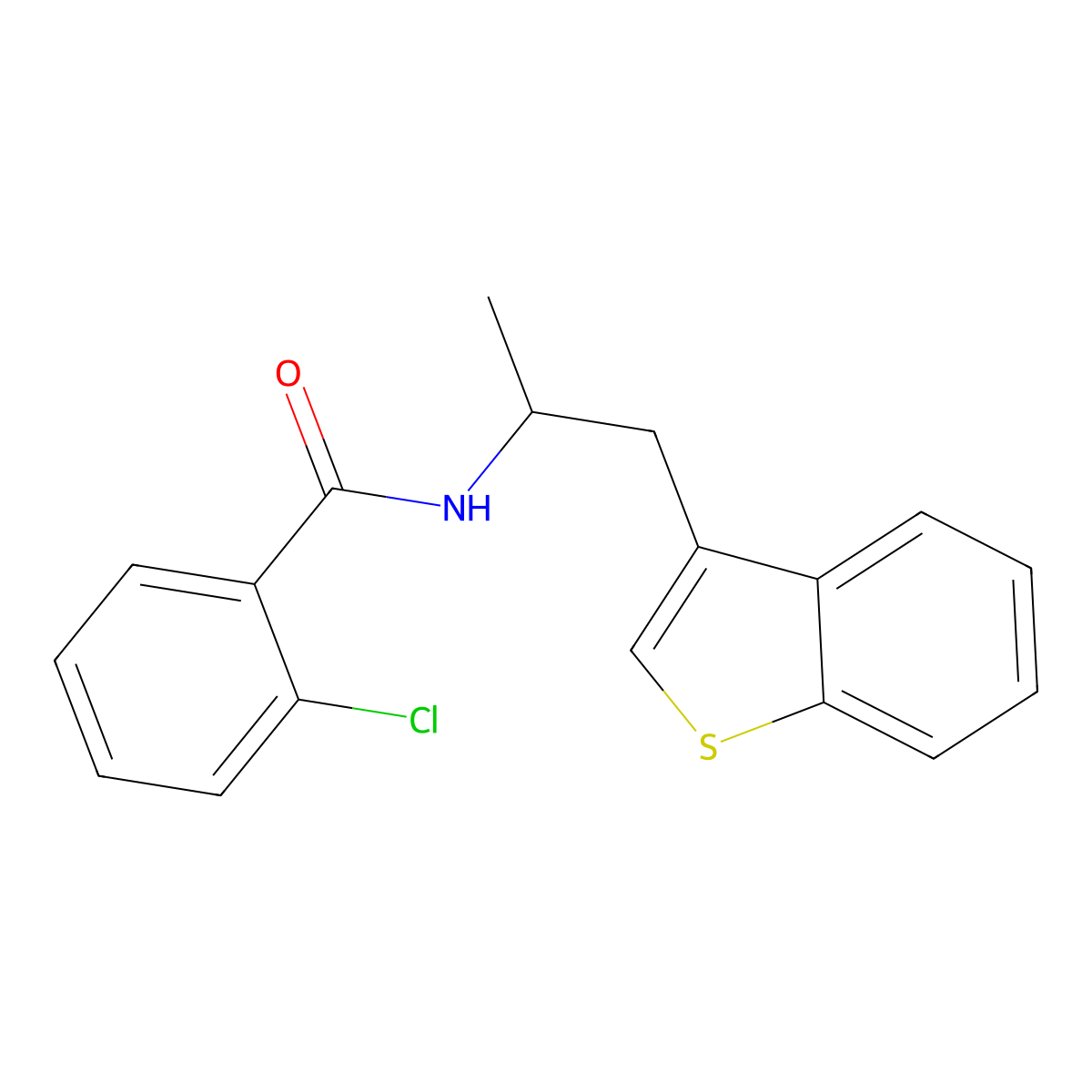 N-(1-(benzo[b]thiophen-3-yl)propan-2-yl)-2-chlorobenzamide molecular structure, CAS 2034297-56-6