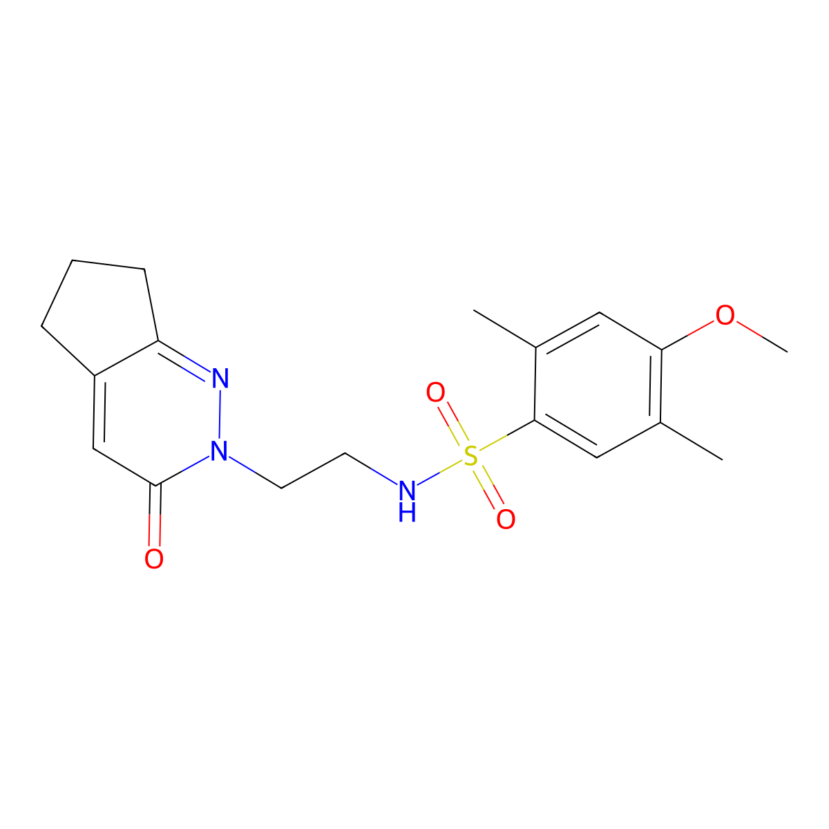 4-methoxy-2,5-dimethyl-N-(2-(3-oxo-3,5,6,7-tetrahydro-2H-cyclopenta[c]pyridazin-2-yl)ethyl)benzenesulfonamide molecular structure, CAS 2034297-57-7