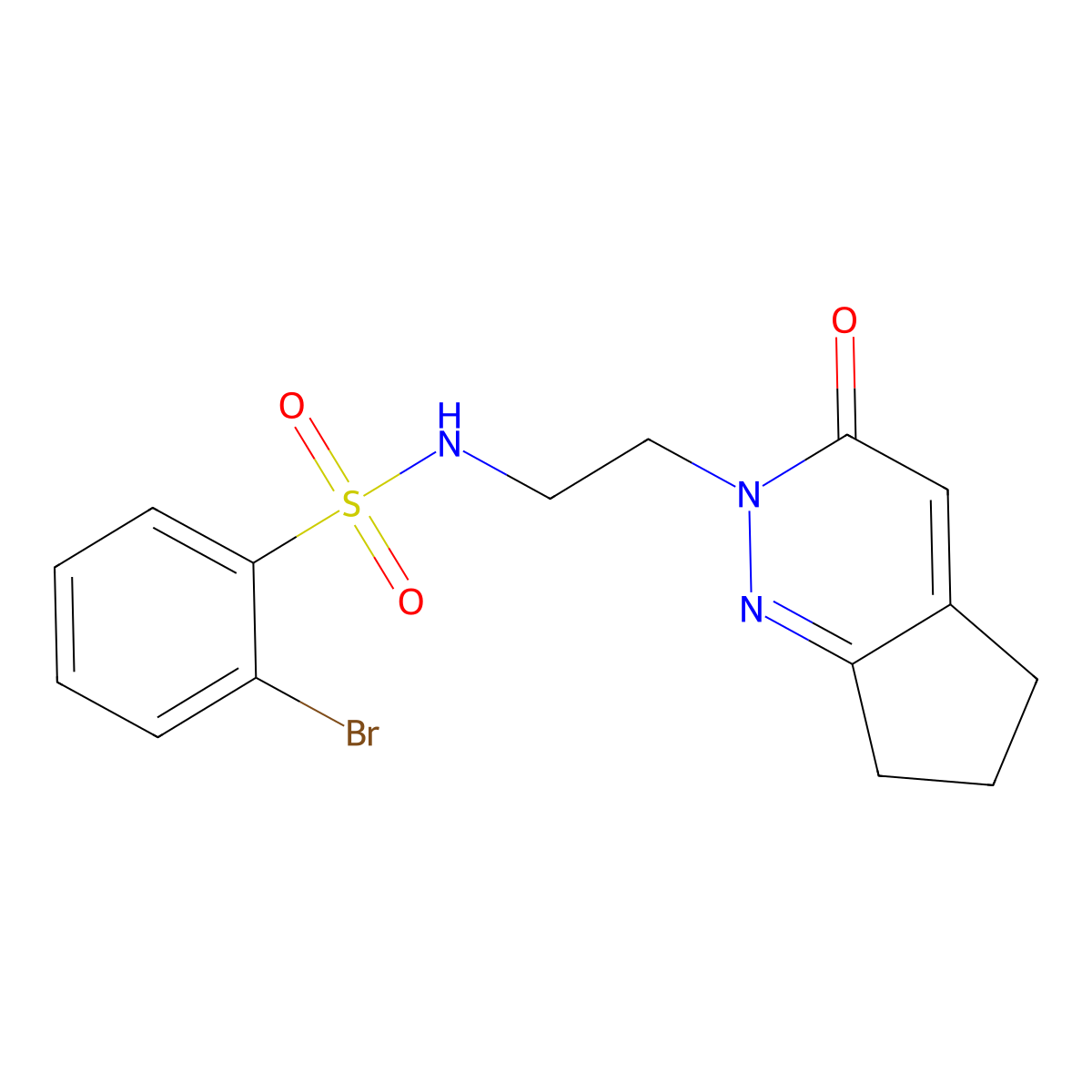 2-bromo-N-(2-(3-oxo-3,5,6,7-tetrahydro-2H-cyclopenta[c]pyridazin-2-yl)ethyl)benzenesulfonamide molecular structure, CAS 2034297-62-4