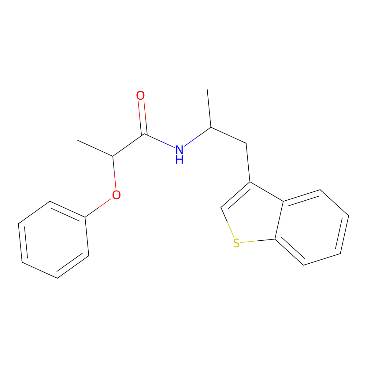 N-(1-(benzo[b]thiophen-3-yl)propan-2-yl)-2-phenoxypropanamide molecular structure, CAS 2034297-66-8