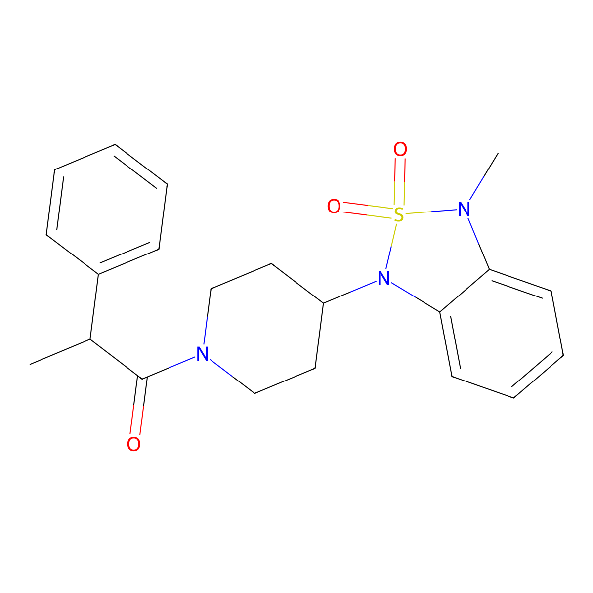 1-(4-(3-methyl-2,2-dioxidobenzo[c][1,2,5]thiadiazol-1(3H)-yl)piperidin-1-yl)-2-phenylpropan-1-one molecular structure, CAS 2034297-69-1