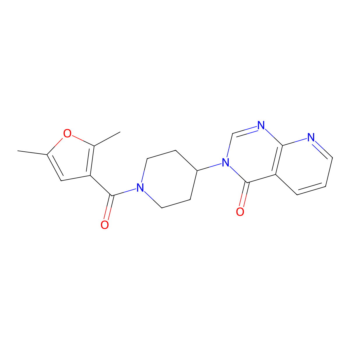 3-(1-(2,5-dimethylfuran-3-carbonyl)piperidin-4-yl)pyrido[2,3-d]pyrimidin-4(3H)-one molecular structure, CAS 2034297-76-0