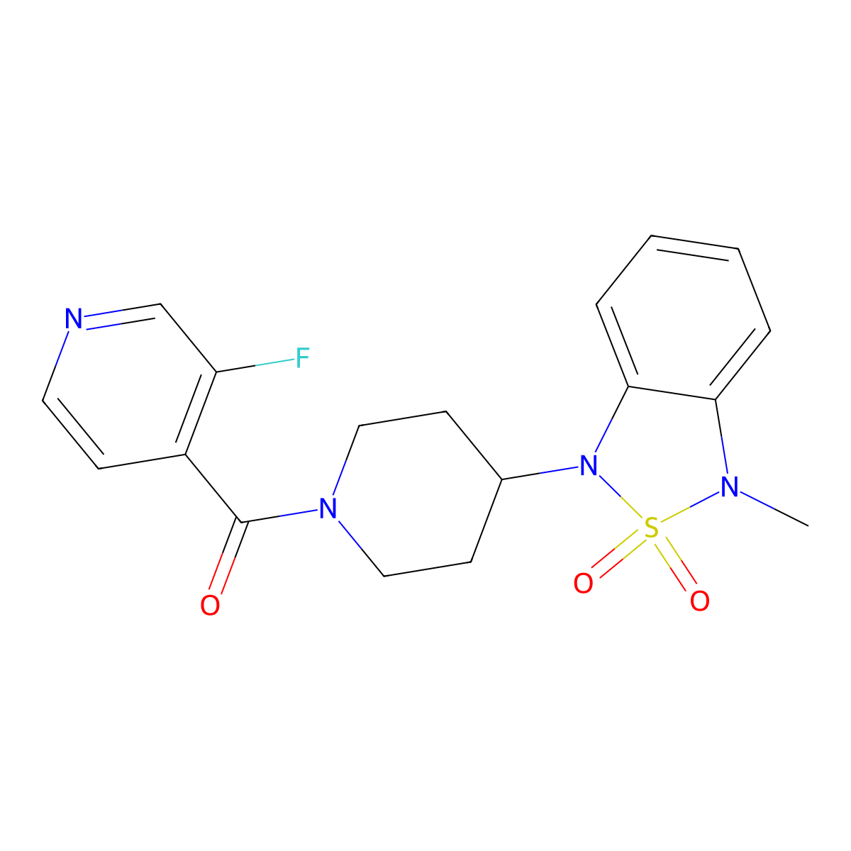 (3-fluoropyridin-4-yl)(4-(3-methyl-2,2-dioxidobenzo[c][1,2,5]thiadiazol-1(3H)-yl)piperidin-1-yl)methanone molecular structure, CAS 2034297-78-2