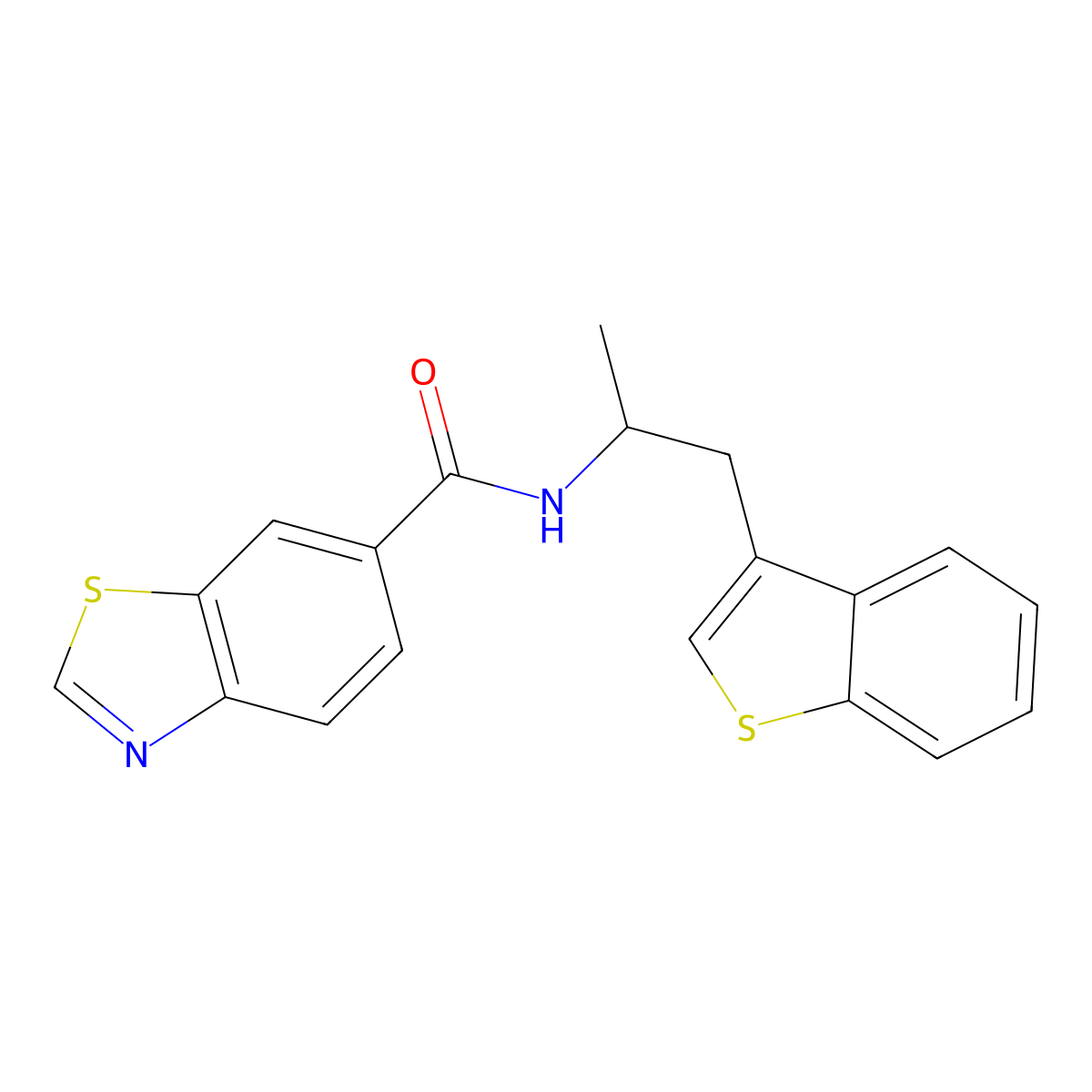 N-(1-(benzo[b]thiophen-3-yl)propan-2-yl)benzo[d]thiazole-6-carboxamide molecular structure, CAS 2034297-80-6