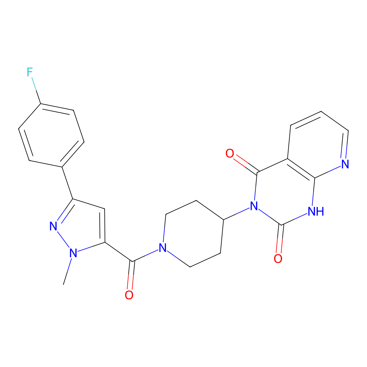 3-(1-(3-(4-fluorophenyl)-1-methyl-1H-pyrazole-5-carbonyl)piperidin-4-yl)pyrido[2,3-d]pyrimidine-2,4(1H,3H)-dione molecular structure, CAS 2034297-82-8