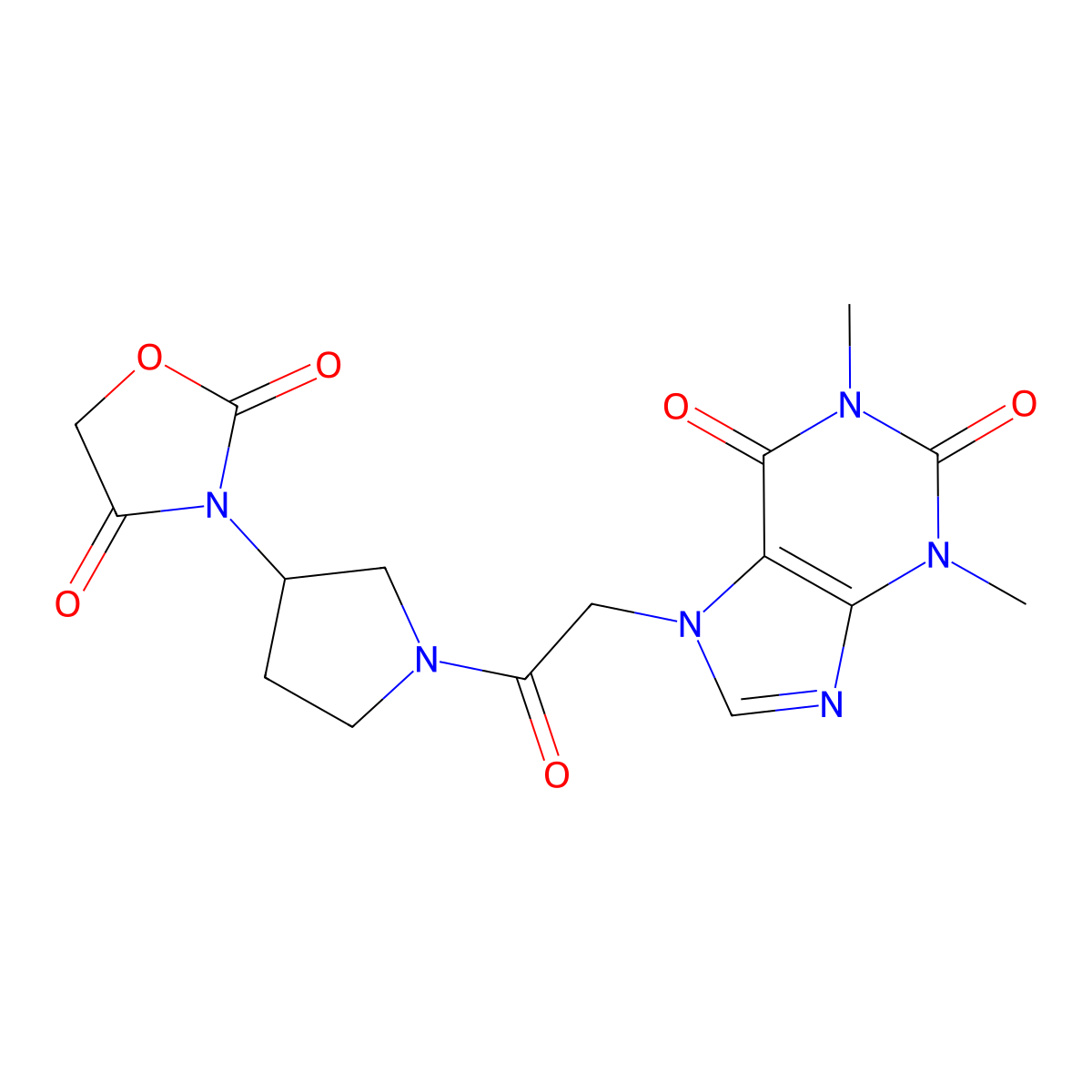 3-(1-(2-(1,3-dimethyl-2,6-dioxo-2,3-dihydro-1H-purin-7(6H)-yl)acetyl)pyrrolidin-3-yl)oxazolidine-2,4-dione molecular structure, CAS 2034297-86-2