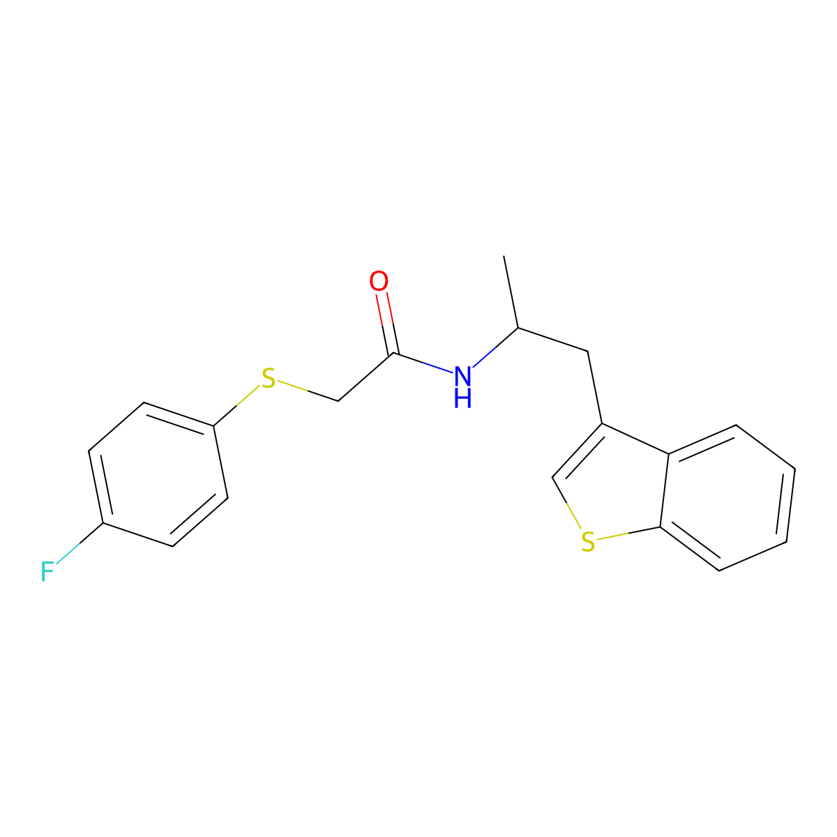 N-(1-(benzo[b]thiophen-3-yl)propan-2-yl)-2-((4-fluorophenyl)thio)acetamide molecular structure, CAS 2034297-87-3