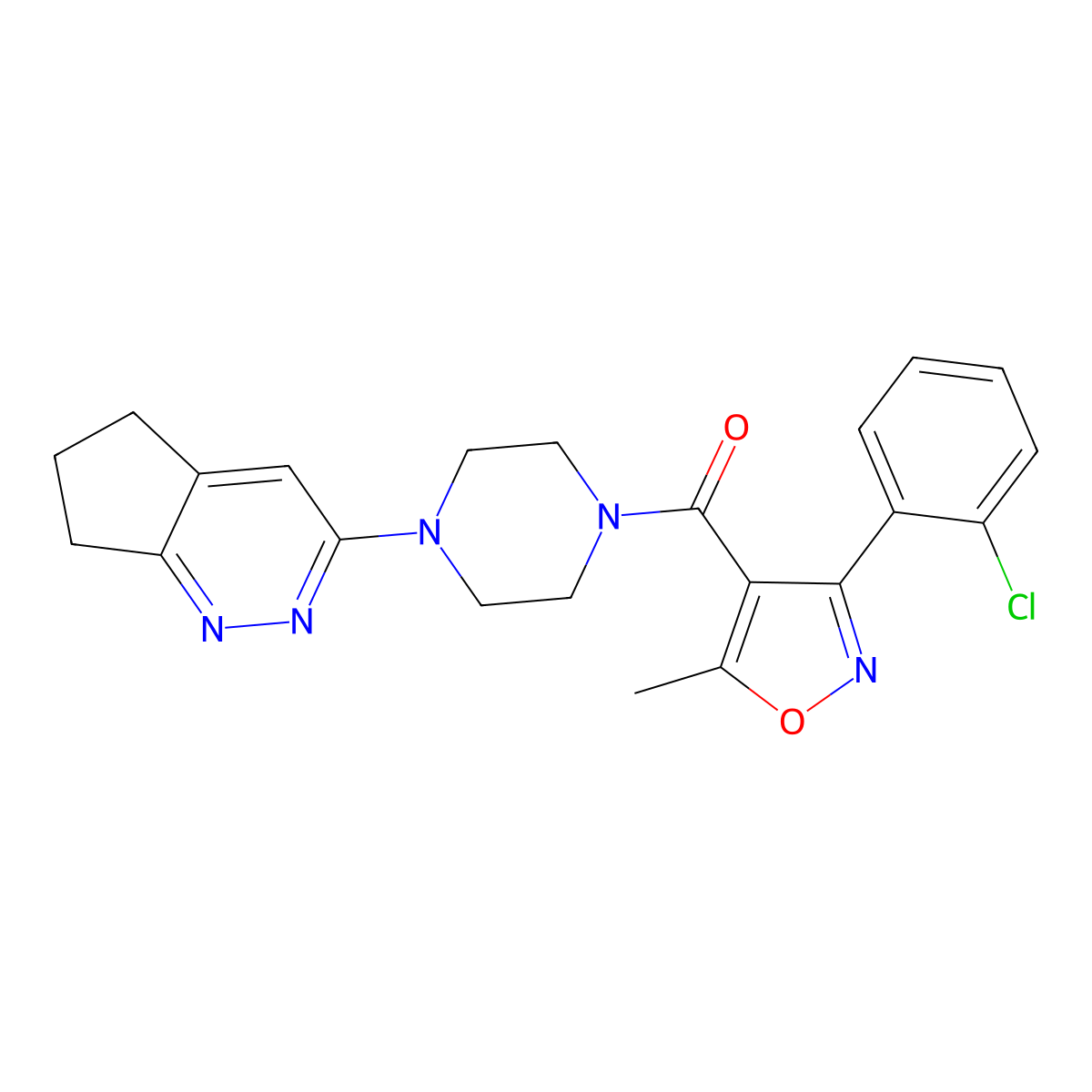 (3-(2-chlorophenyl)-5-methylisoxazol-4-yl)(4-(6,7-dihydro-5H-cyclopenta[c]pyridazin-3-yl)piperazin-1-yl)methanone molecular structure, CAS 2034297-88-4