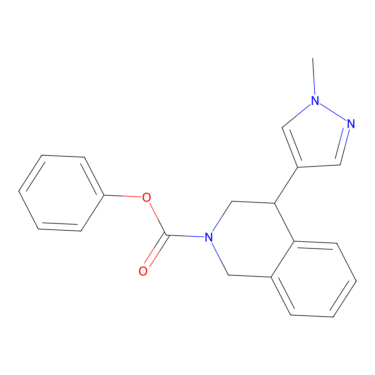 phenyl 4-(1-methyl-1H-pyrazol-4-yl)-3,4-dihydroisoquinoline-2(1H)-carboxylate molecular structure, CAS 2034297-89-5