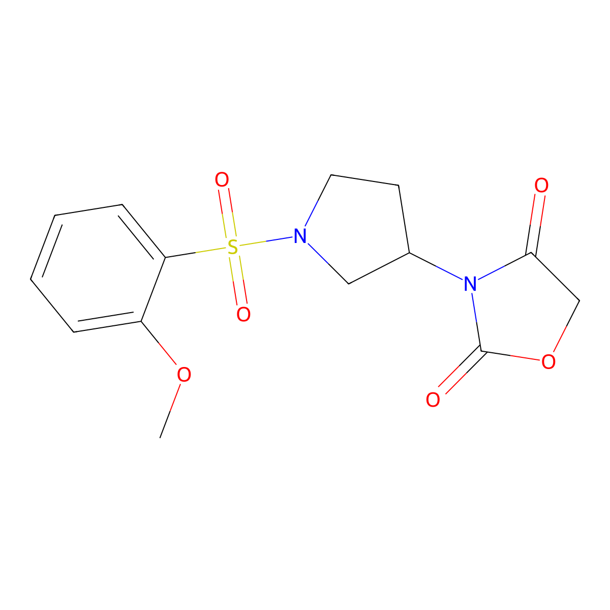 3-(1-((2-Methoxyphenyl)sulfonyl)pyrrolidin-3-yl)oxazolidine-2,4-dione molecular structure, CAS 2034298-08-1
