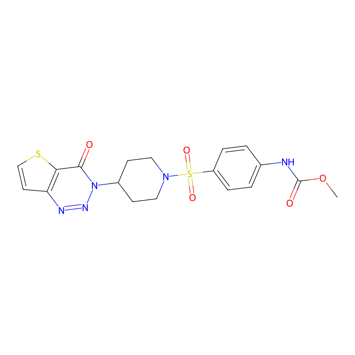 methyl (4-((4-(4-oxothieno[3,2-d][1,2,3]triazin-3(4H)-yl)piperidin-1-yl)sulfonyl)phenyl)carbamate molecular structure, CAS 2034298-09-2