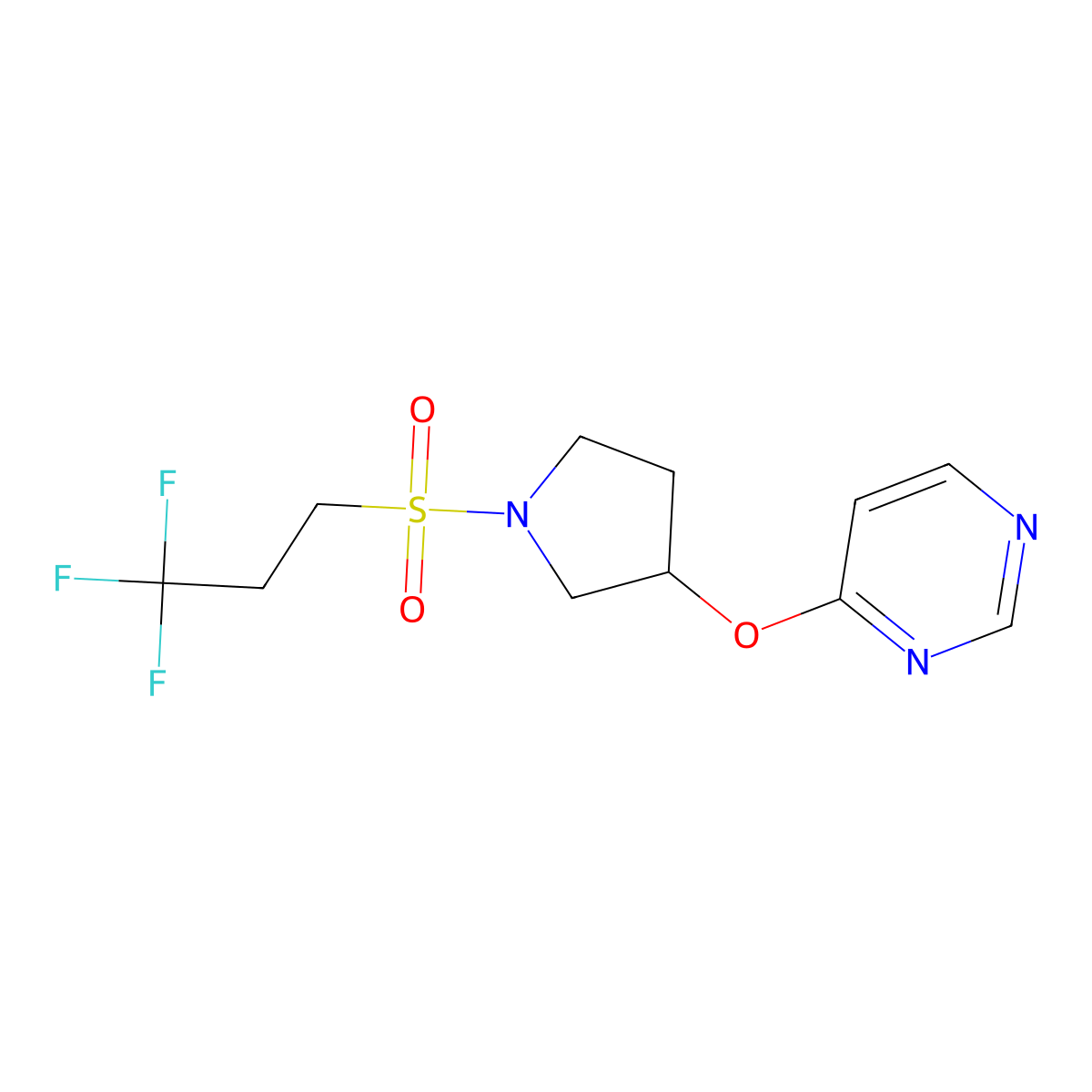 4-((1-((3,3,3-Trifluoropropyl)sulfonyl)pyrrolidin-3-yl)oxy)pyrimidine molecular structure, CAS 2034298-10-5