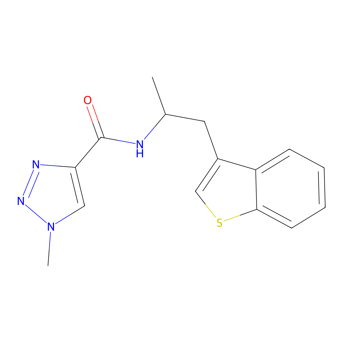 N-(1-(benzo[b]thiophen-3-yl)propan-2-yl)-1-methyl-1H-1,2,3-triazole-4-carboxamide molecular structure, CAS 2034298-12-7