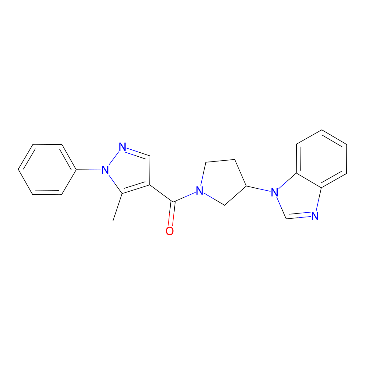1-[1-(5-methyl-1-phenyl-1H-pyrazole-4-carbonyl)pyrrolidin-3-yl]-1H-1,3-benzodiazole molecular structure, CAS 2034298-14-9