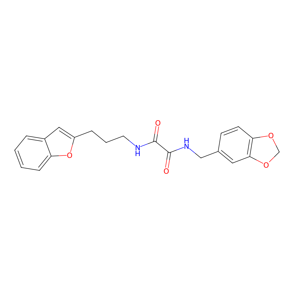 N'-[(2H-1,3-benzodioxol-5-yl)methyl]-N-[3-(1-benzofuran-2-yl)propyl]ethanediamide molecular structure, CAS 2034298-15-0
