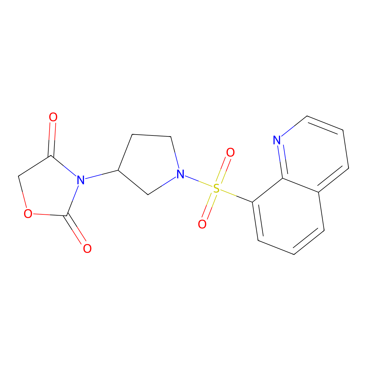 3-(1-(Quinolin-8-ylsulfonyl)pyrrolidin-3-yl)oxazolidine-2,4-dione molecular structure, CAS 2034298-17-2