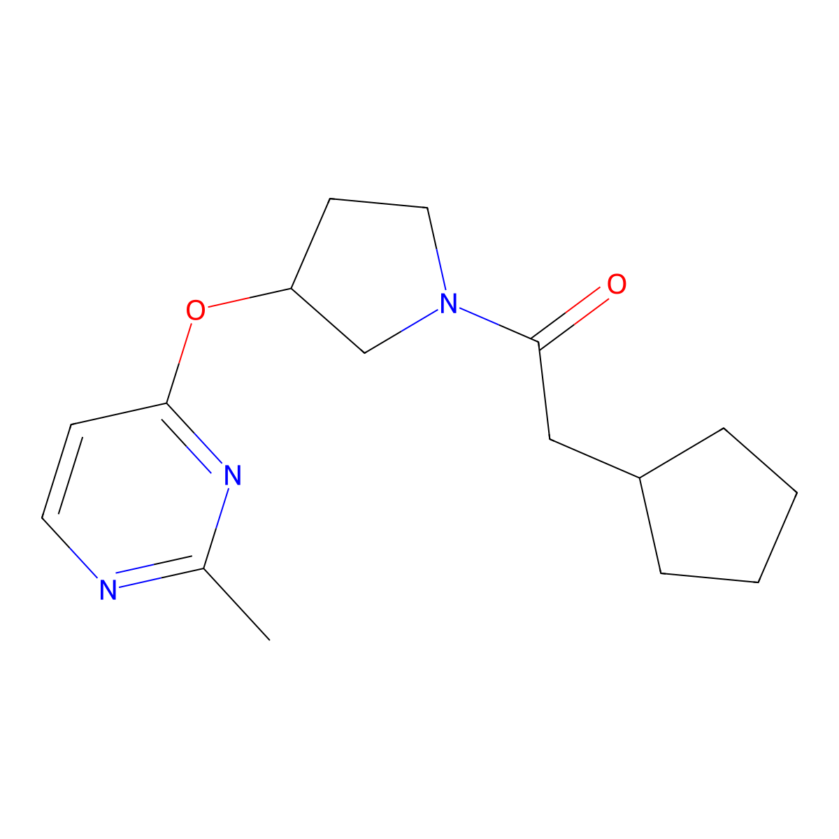 2-Cyclopentyl-1-{3-[(2-methylpyrimidin-4-yl)oxy]pyrrolidin-1-yl}ethan-1-one molecular structure, CAS 2034298-20-7