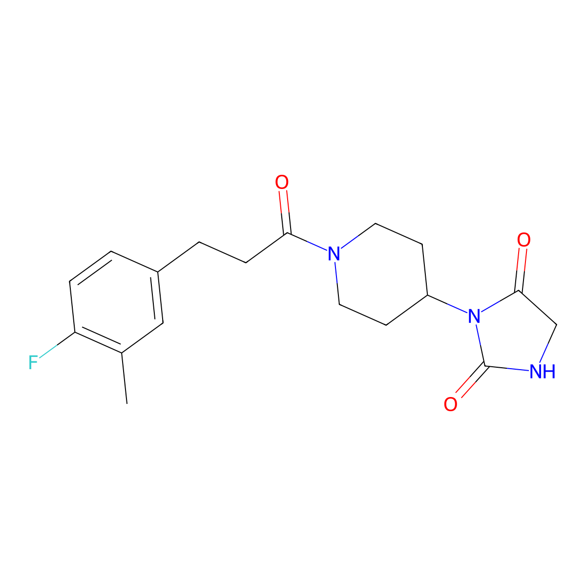 3-(1-(3-(4-Fluoro-3-methylphenyl)propanoyl)piperidin-4-yl)imidazolidine-2,4-dione molecular structure, CAS 2034298-25-2