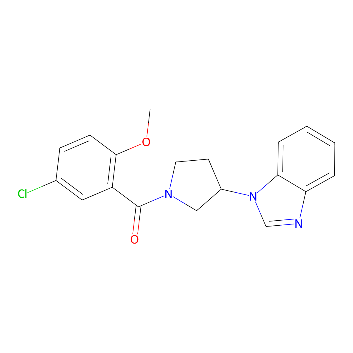 (3-(1H-benzo[d]imidazol-1-yl)pyrrolidin-1-yl)(5-chloro-2-methoxyphenyl)methanone molecular structure, CAS 2034298-28-5