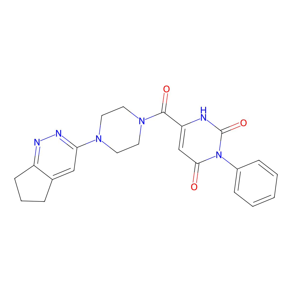6-(4-(6,7-dihydro-5H-cyclopenta[c]pyridazin-3-yl)piperazine-1-carbonyl)-3-phenylpyrimidine-2,4(1H,3H)-dione molecular structure, CAS 2034298-34-3