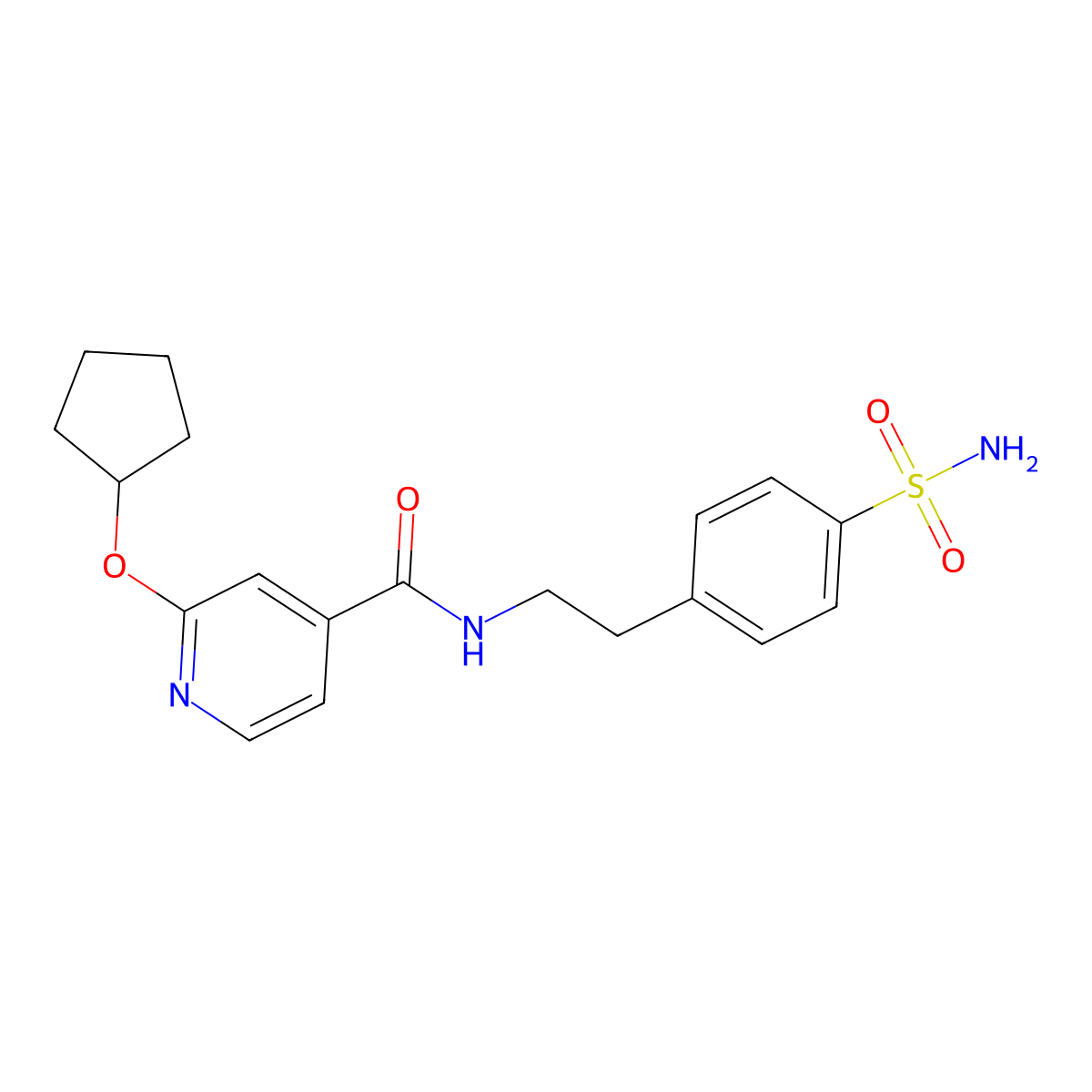 2-(cyclopentyloxy)-N-(4-sulfamoylphenethyl)isonicotinamide molecular structure, CAS 2034298-39-8