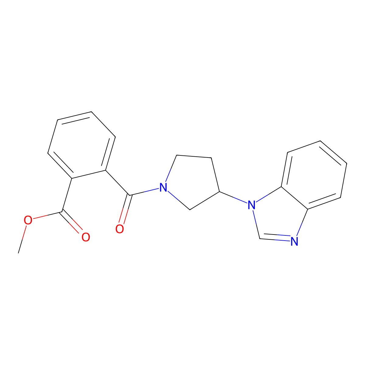 methyl 2-[3-(1H-1,3-benzodiazol-1-yl)pyrrolidine-1-carbonyl]benzoate molecular structure, CAS 2034298-43-4