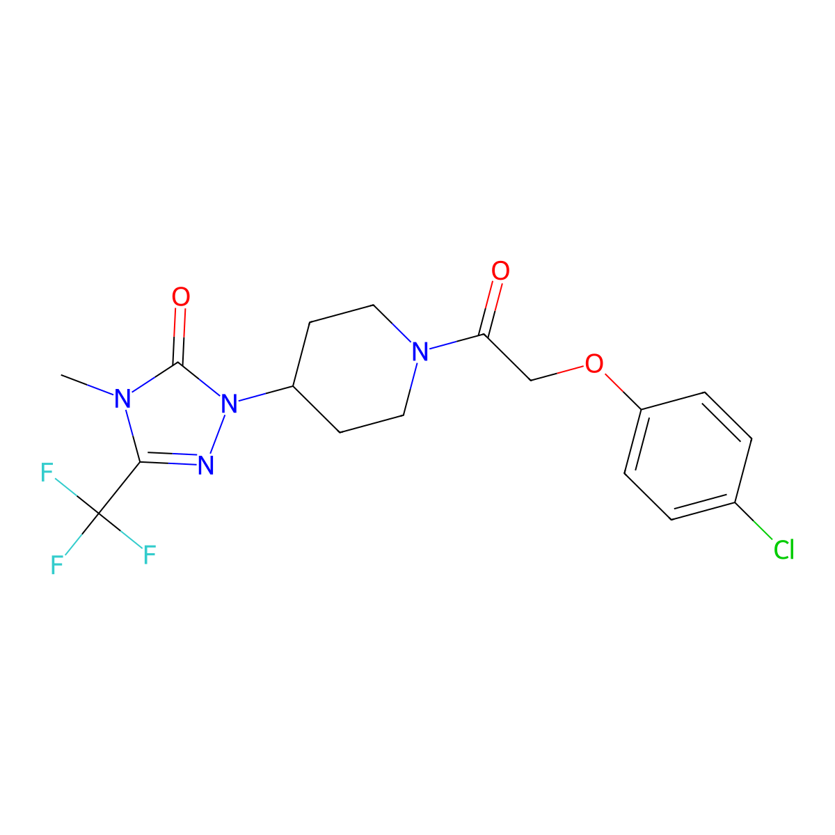 1-(1-(2-(4-chlorophenoxy)acetyl)piperidin-4-yl)-4-methyl-3-(trifluoromethyl)-1H-1,2,4-triazol-5(4H)-one molecular structure, CAS 2034298-44-5