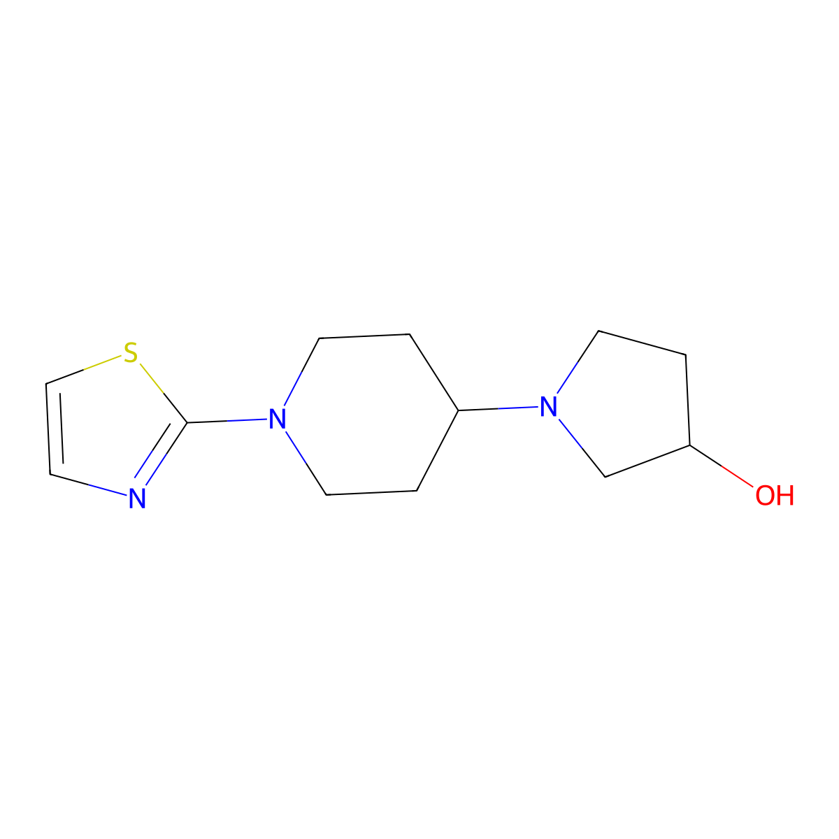 1-(1-(Thiazol-2-yl)piperidin-4-yl)pyrrolidin-3-ol molecular structure, CAS 2034298-46-7