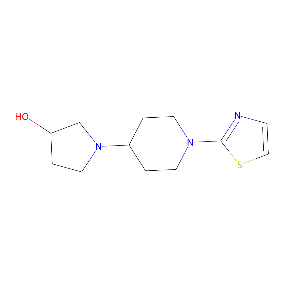 1-(1-(Thiazol-2-yl)piperidin-4-yl)pyrrolidin-3-ol molecular structure, CAS 2034298-46-7