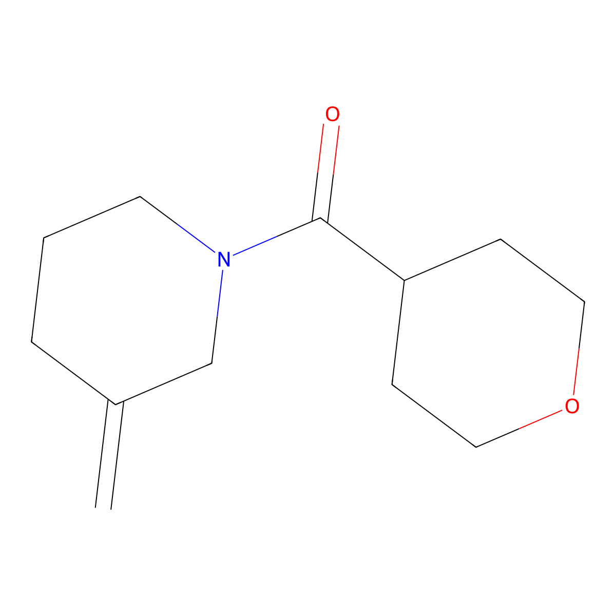 (3-methylenepiperidin-1-yl)(tetrahydro-2H-pyran-4-yl)methanone molecular structure, CAS 2034298-54-7
