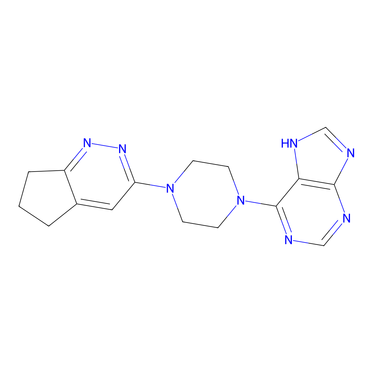 6-(4-(6,7-dihydro-5H-cyclopenta[c]pyridazin-3-yl)piperazin-1-yl)-9H-purine molecular structure, CAS 2034298-55-8