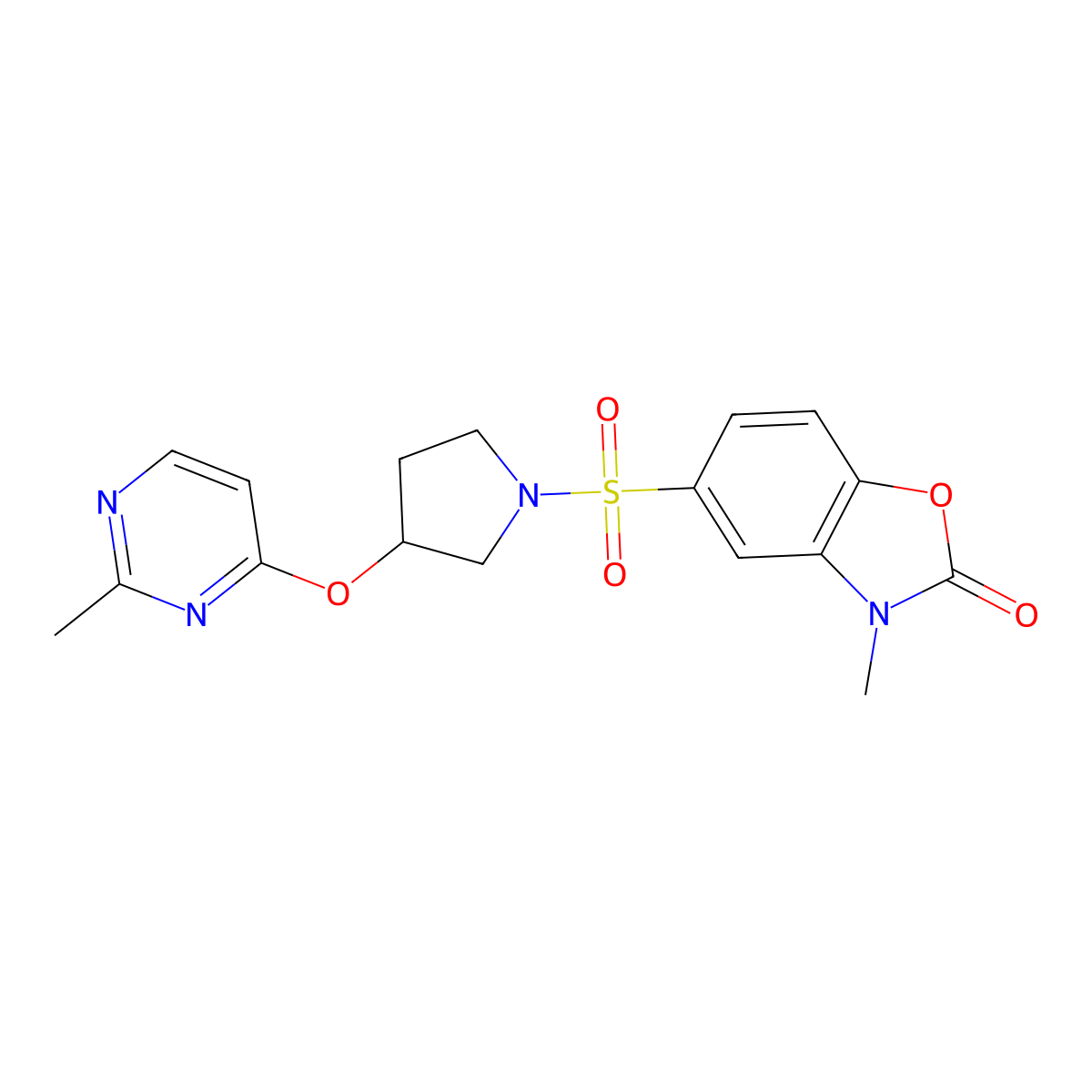 3-Methyl-5-({3-[(2-methylpyrimidin-4-yl)oxy]pyrrolidin-1-yl}sulfonyl)-2,3-dihydro-1,3-benzoxazol-2-one molecular structure, CAS 2034298-58-1