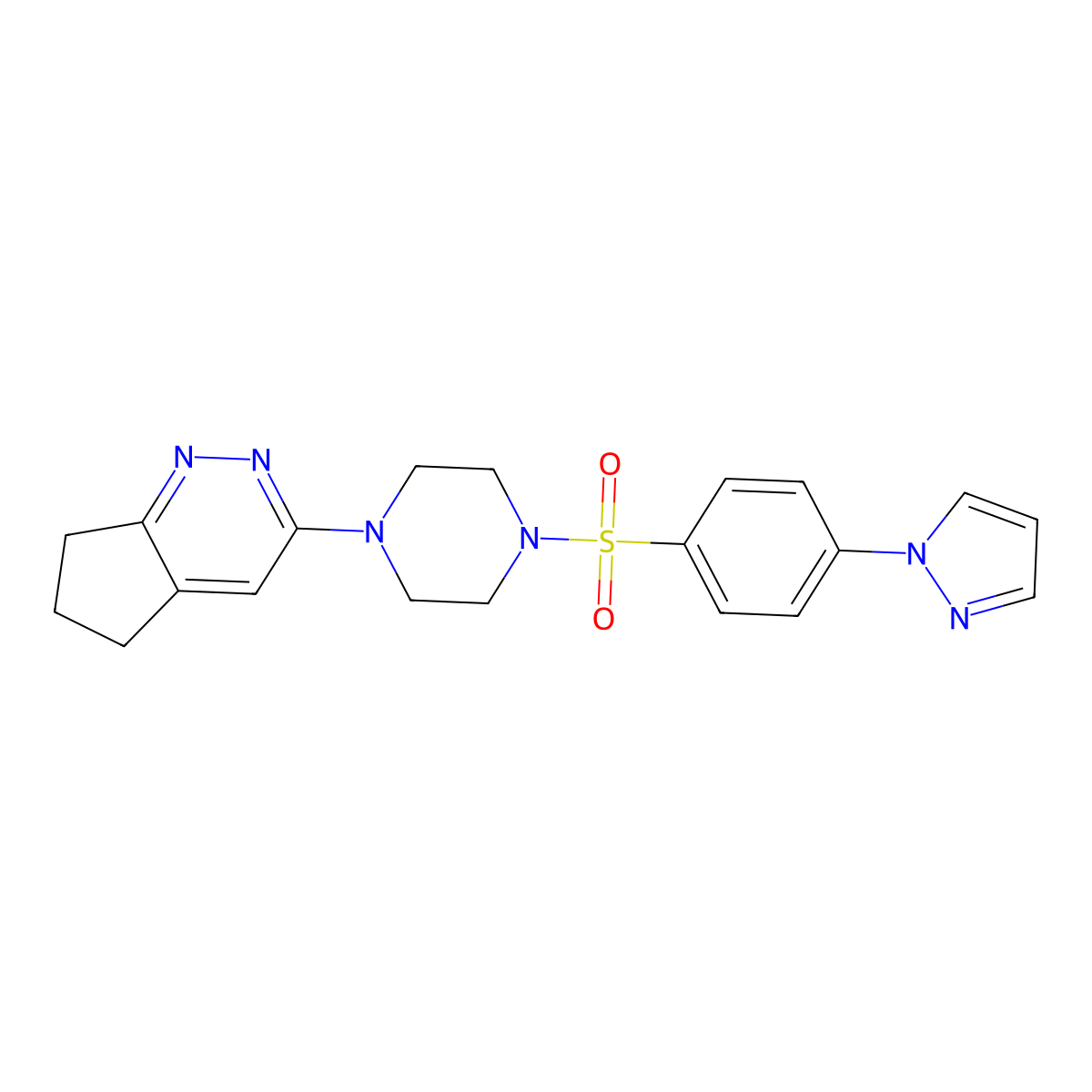 3-(4-((4-(1H-pyrazol-1-yl)phenyl)sulfonyl)piperazin-1-yl)-6,7-dihydro-5H-cyclopenta[c]pyridazine molecular structure, CAS 2034298-62-7