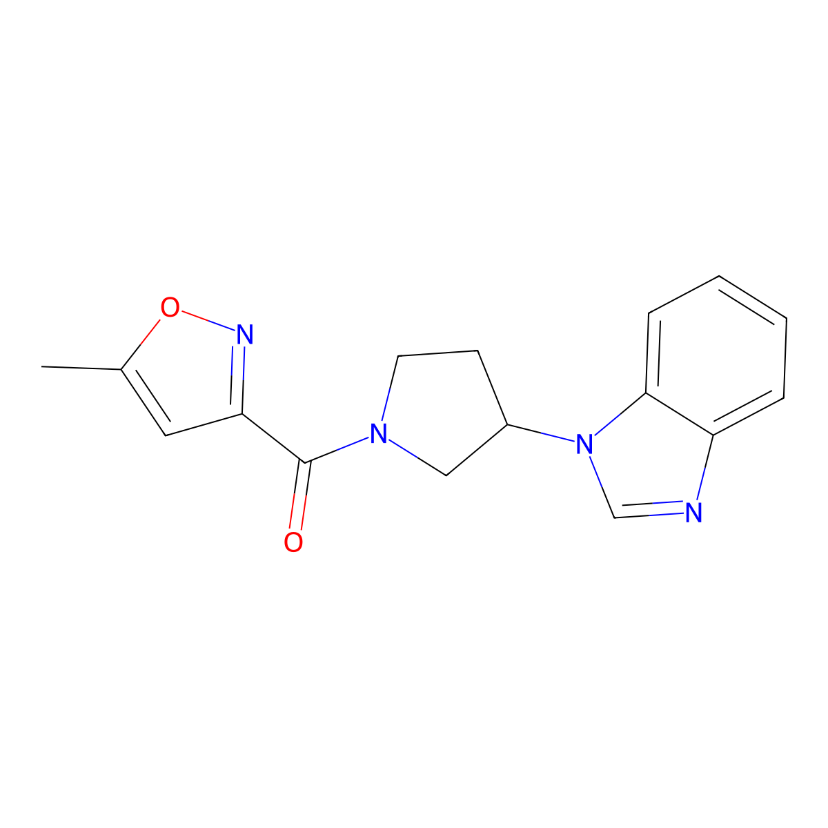 (3-(1H-benzo[d]imidazol-1-yl)pyrrolidin-1-yl)(5-methylisoxazol-3-yl)methanone molecular structure, CAS 2034298-64-9