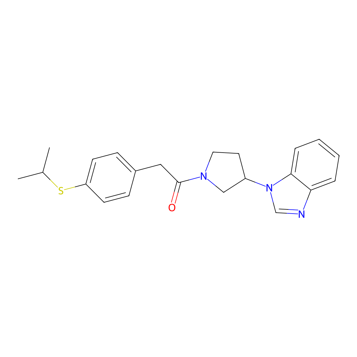1-(3-(1H-benzo[d]imidazol-1-yl)pyrrolidin-1-yl)-2-(4-(isopropylthio)phenyl)ethanone molecular structure, CAS 2034298-70-7