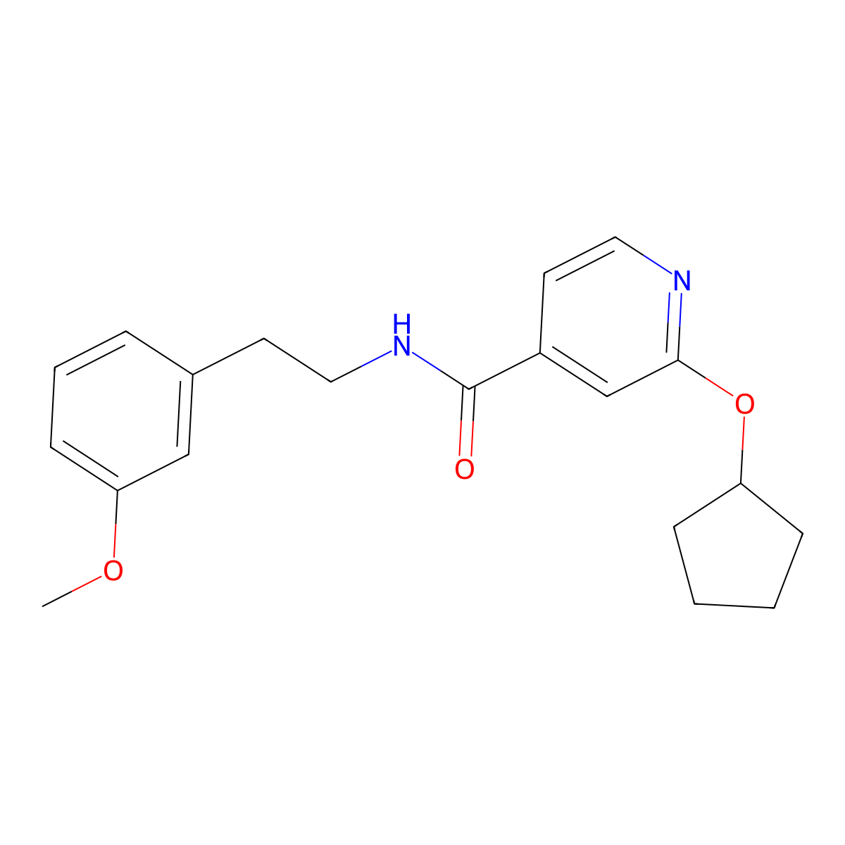 2-(cyclopentyloxy)-N-(3-methoxyphenethyl)isonicotinamide molecular structure, CAS 2034298-72-9