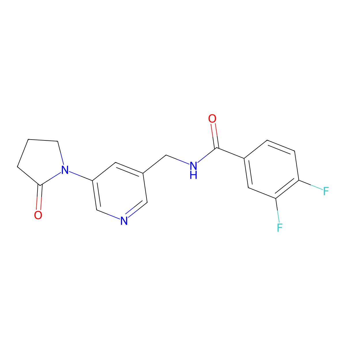 3,4-difluoro-N-{[5-(2-oxopyrrolidin-1-yl)pyridin-3-yl]methyl}benzamide molecular structure, CAS 2034298-79-6