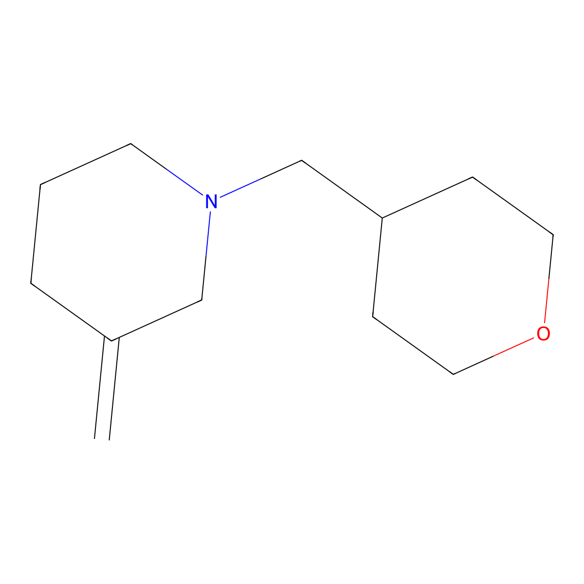 3-methylene-1-((tetrahydro-2H-pyran-4-yl)methyl)piperidine molecular structure, CAS 2034298-85-4
