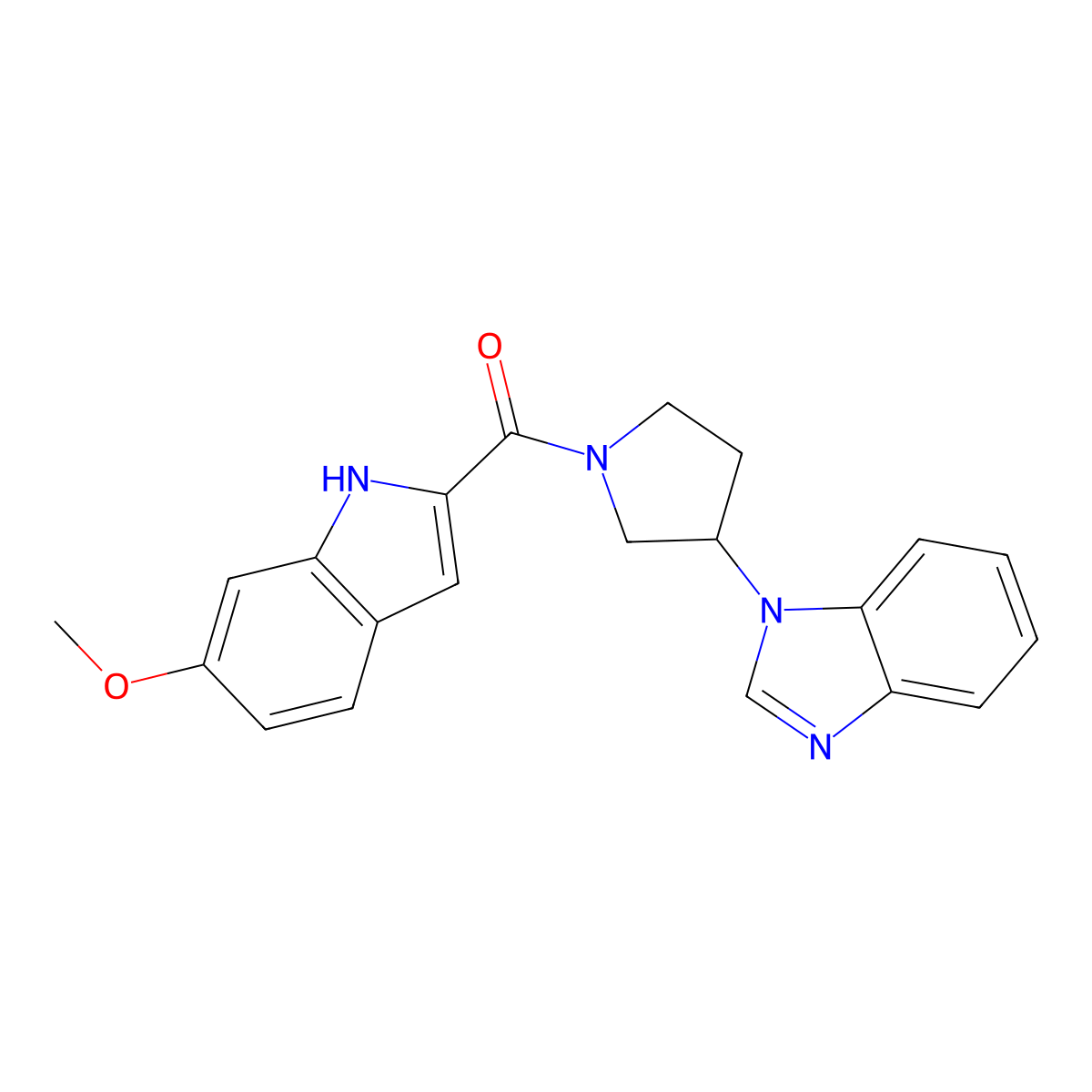 (3-(1H-benzo[d]imidazol-1-yl)pyrrolidin-1-yl)(6-methoxy-1H-indol-2-yl)methanone molecular structure, CAS 2034298-89-8