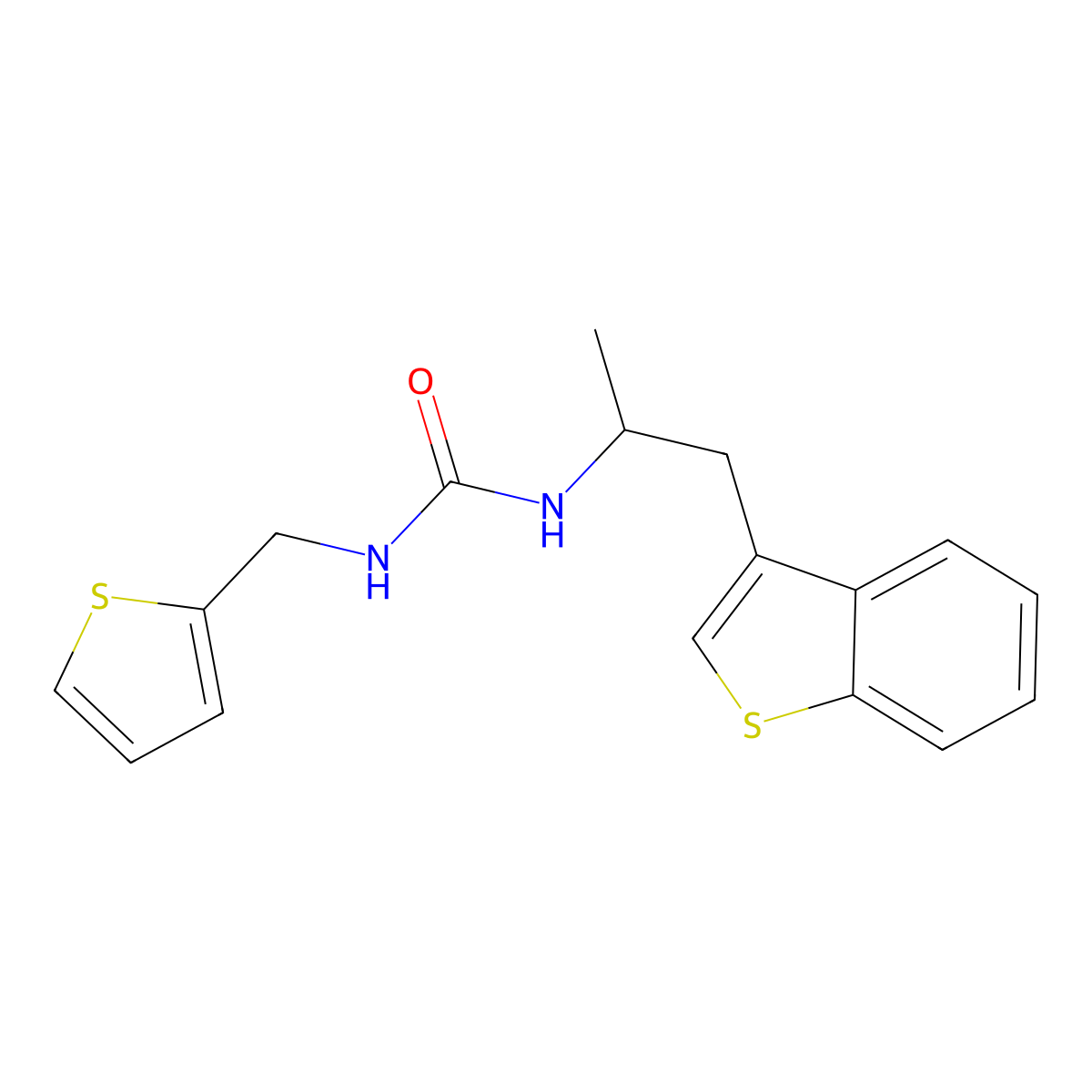 1-(1-(Benzo[b]thiophen-3-yl)propan-2-yl)-3-(thiophen-2-ylmethyl)urea molecular structure, CAS 2034298-95-6