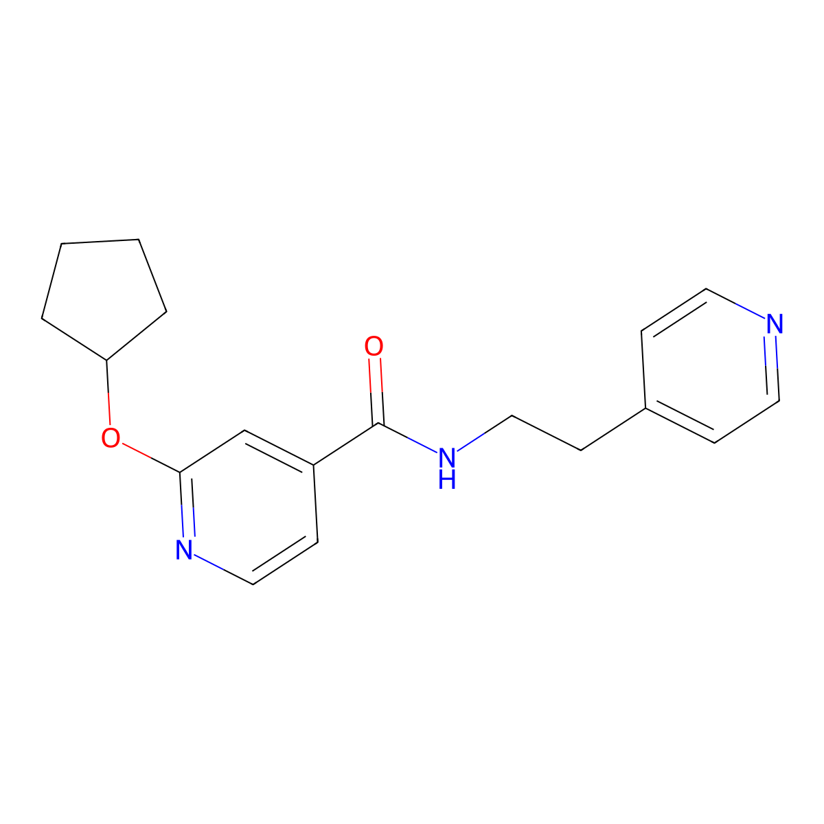 2-(cyclopentyloxy)-N-(2-(pyridin-4-yl)ethyl)isonicotinamide molecular structure, CAS 2034298-99-0