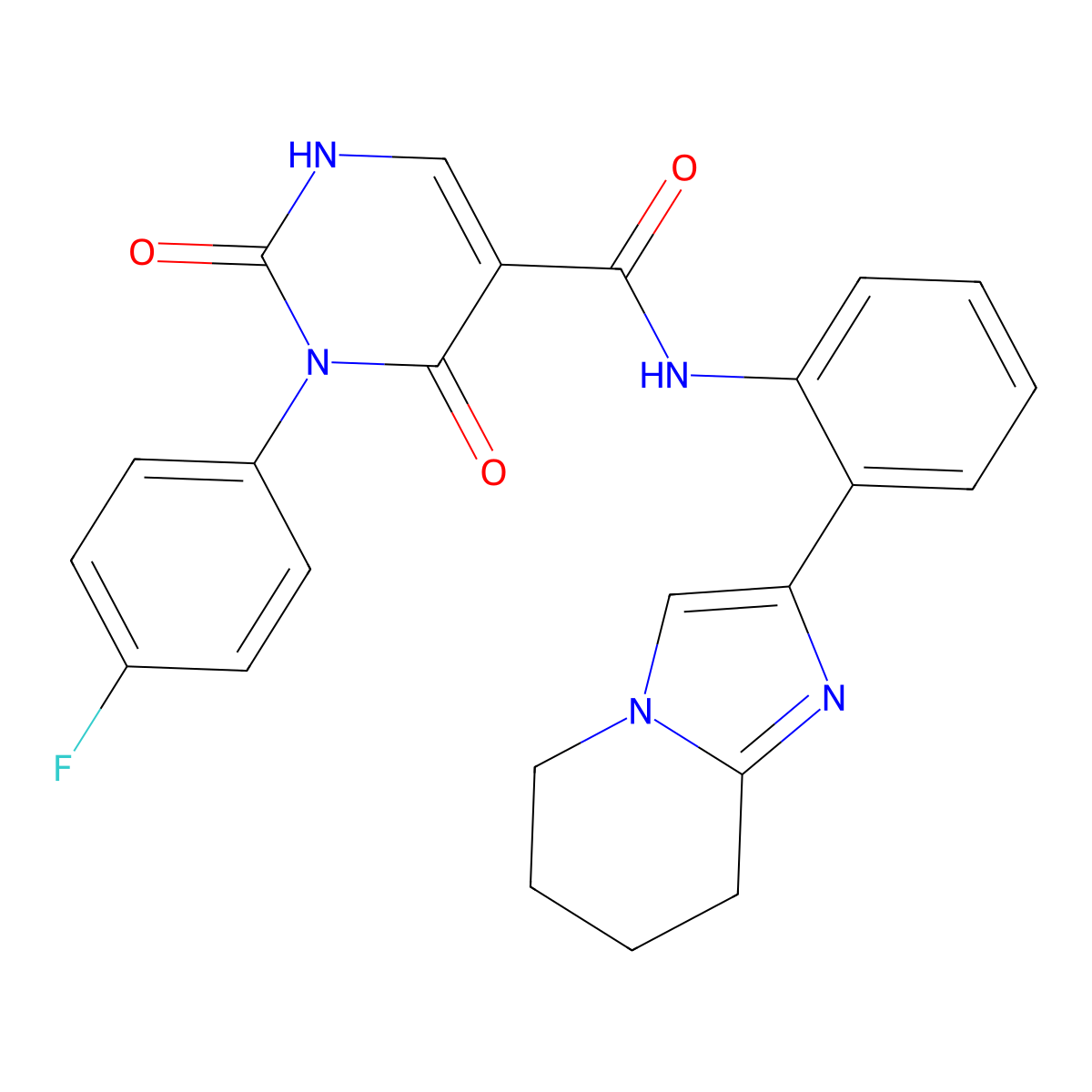 3-(4-fluorophenyl)-2,4-dioxo-N-(2-(5,6,7,8-tetrahydroimidazo[1,2-a]pyridin-2-yl)phenyl)-1,2,3,4-tetrahydropyrimidine-5-carboxamide molecular structure, CAS 2034299-04-0