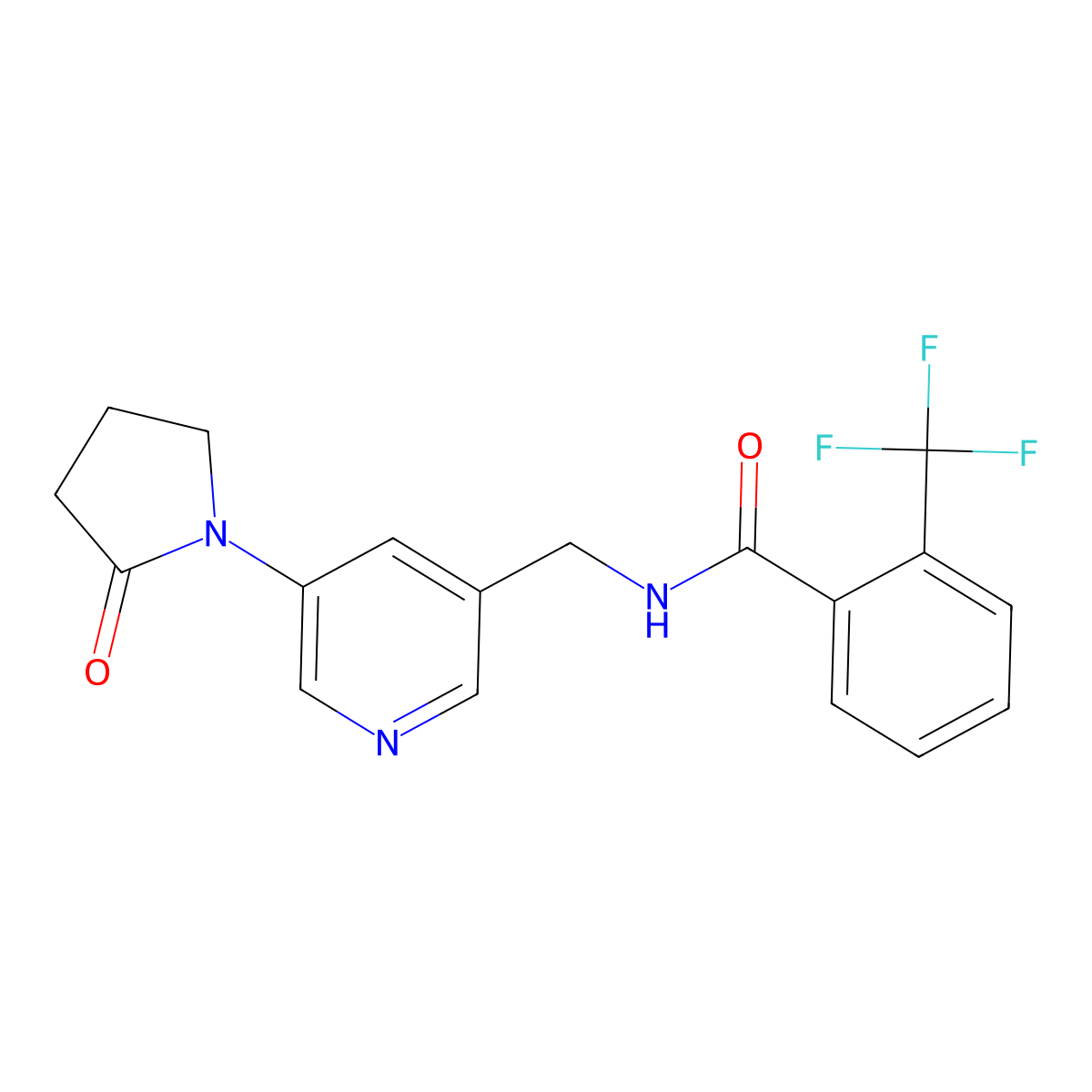 N-{[5-(2-oxopyrrolidin-1-yl)pyridin-3-yl]methyl}-2-(trifluoromethyl)benzamide molecular structure, CAS 2034299-06-2
