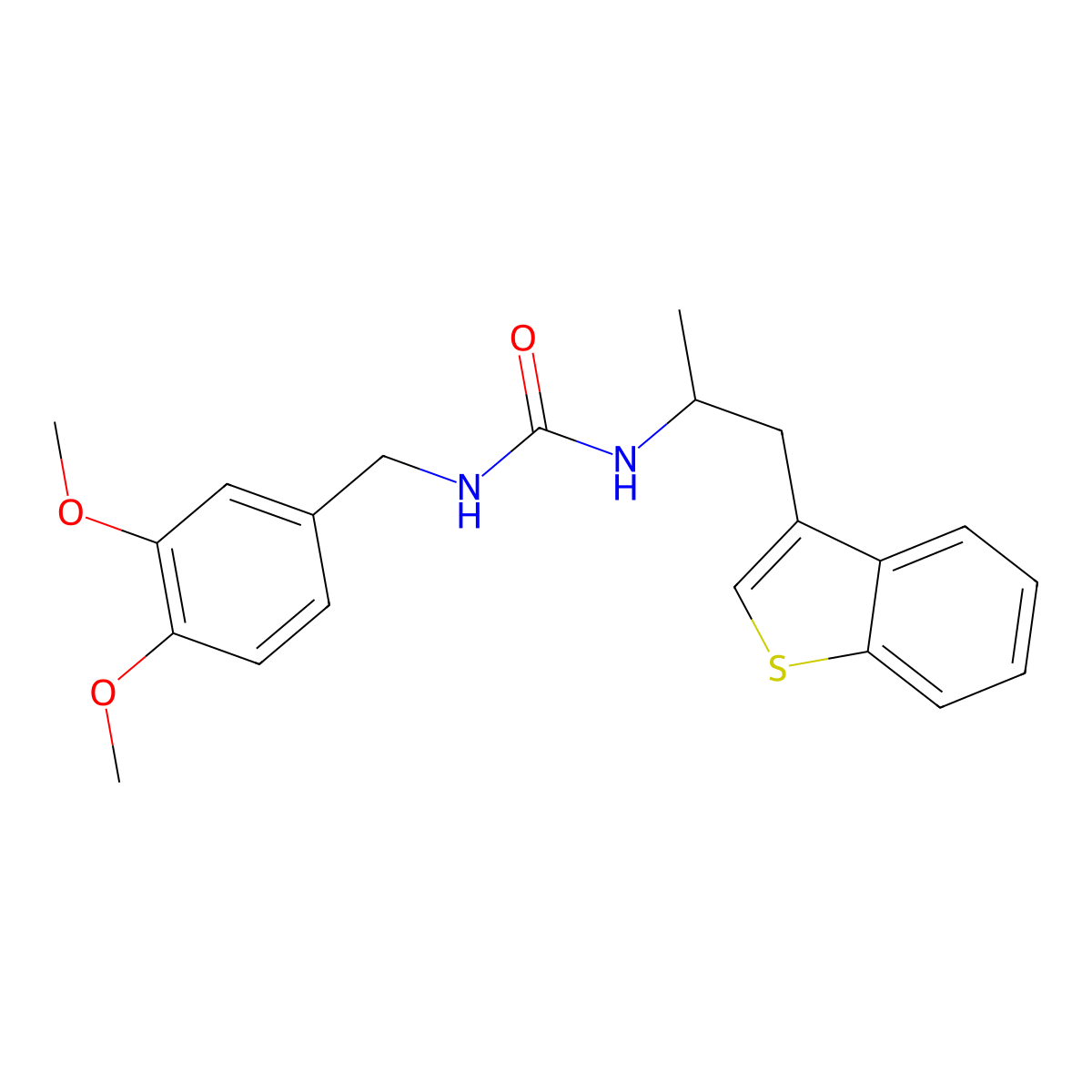 1-(1-(Benzo[b]thiophen-3-yl)propan-2-yl)-3-(3,4-dimethoxybenzyl)urea molecular structure, CAS 2034299-07-3
