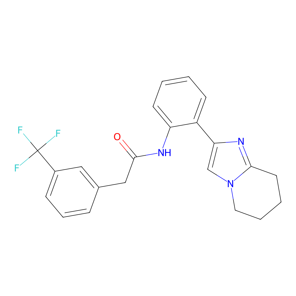 N-(2-(5,6,7,8-tetrahydroimidazo[1,2-a]pyridin-2-yl)phenyl)-2-(3-(trifluoromethyl)phenyl)acetamide molecular structure, CAS 2034299-09-5