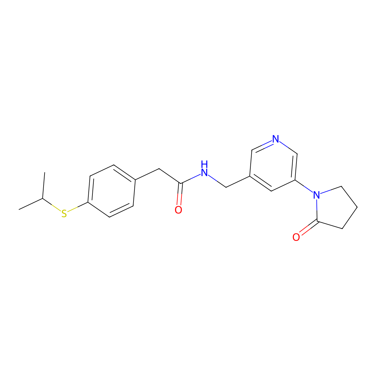 2-(4-(isopropylthio)phenyl)-N-((5-(2-oxopyrrolidin-1-yl)pyridin-3-yl)methyl)acetamide molecular structure, CAS 2034299-11-9
