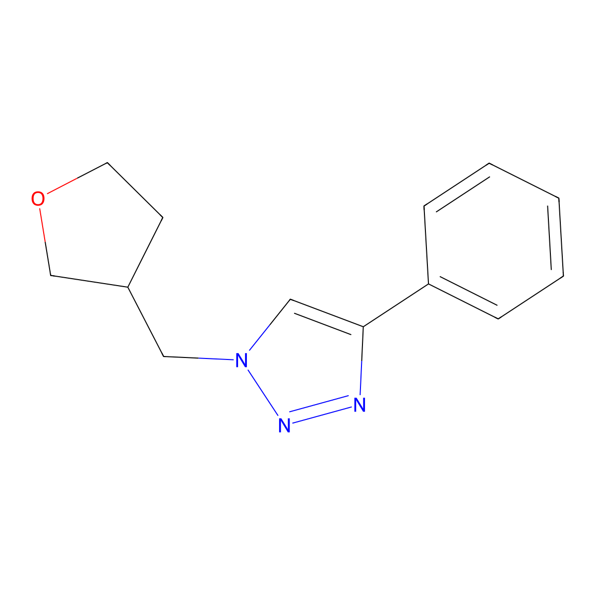 4-phenyl-1-((tetrahydrofuran-3-yl)methyl)-1H-1,2,3-triazole molecular structure, CAS 2034299-14-2