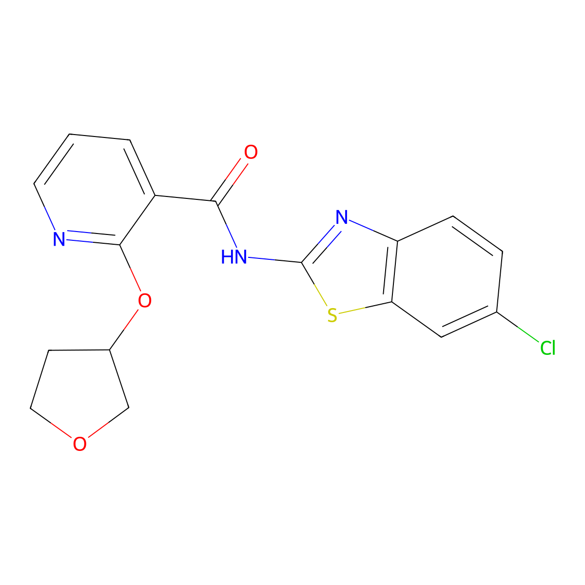 N-(6-chlorobenzo[d]thiazol-2-yl)-2-((tetrahydrofuran-3-yl)oxy)nicotinamide molecular structure, CAS 2034299-15-3