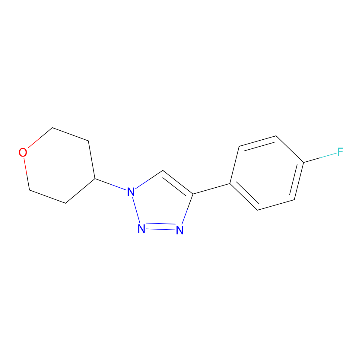 4-(4-fluorophenyl)-1-(tetrahydro-2H-pyran-4-yl)-1H-1,2,3-triazole molecular structure, CAS 2034299-19-7
